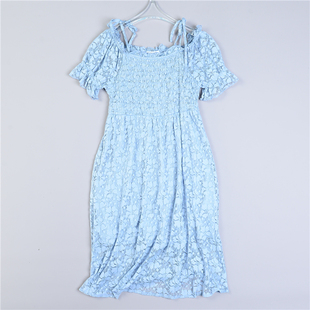 929精品法式蕾丝连衣裙女79698夏秋吊带一字肩甜美修身显瘦中长裙