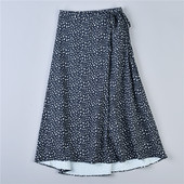 628韩版 系带打褶喇叭裙女L74233夏季 高腰雪纺气质大摆a字半身长裙