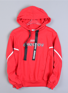 315品质连帽衫卫衣女生79653春秋宽松休闲套头ins潮红色字母外套