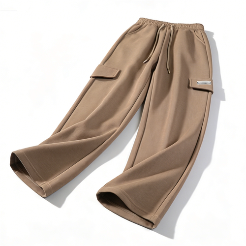 韩系高腰抽绳窄版阔腿裤女4.7L86337坠感显瘦弯刀裤春季直筒长裤