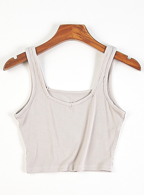 欧美辣妹U领吊带工字背心女83077夏秋修身显瘦内搭打底衫短款上衣