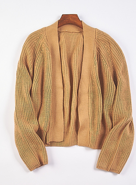 1014韩版慵懒风纯色针织衫女75440秋冬新款开衫长袖宽松毛衣外套