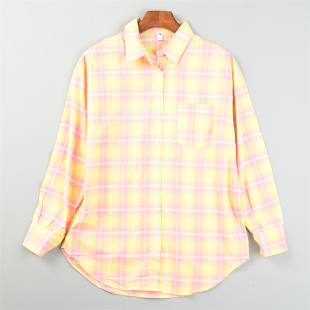 方格长袖 减龄休闲装 衬衫 气风宽松春夏新款 女L85820清新田园元 经典
