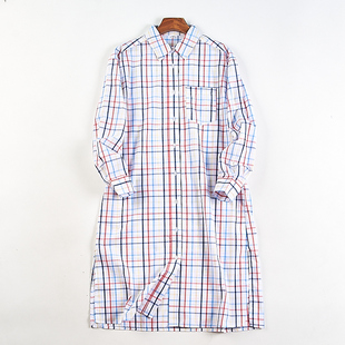 日单宽松长款格子衬衫裙女5.27H82579春夏新款显瘦百搭长袖连衣裙