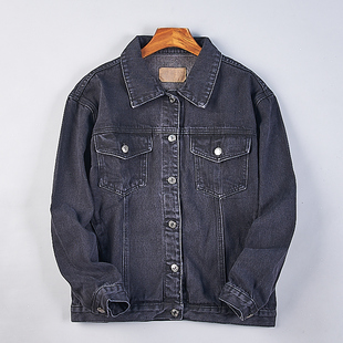 小个子宽松显瘦夹克 复古品质港风黑色牛仔短外套女4.27H78736美式