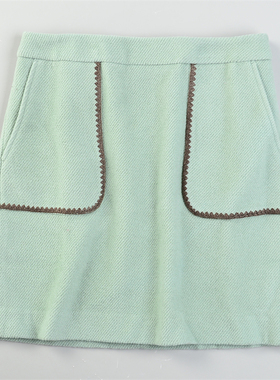 日单刺绣花边毛呢半身裙女L85853秋冬减龄中腰小个子包臀A字短裙