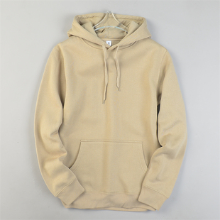 外贸精品加绒连帽卫衣男女L84768纯色百搭款 上衣 秋冬加厚休闲帽衫