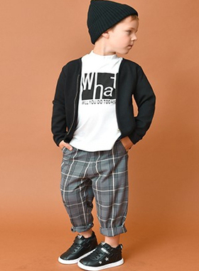 日单全棉儿童装纯色七分袖T恤318H81924夏新款圆领套头印花上衣