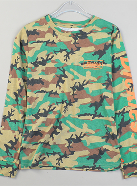 外贸纯棉迷彩色圆领卫衣女10.14L84924早秋百搭长袖小码女装上衣