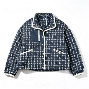 休闲工装风绗缝夹克羽绒服女L87187冬保暖显瘦百搭90白鸭绒短外套