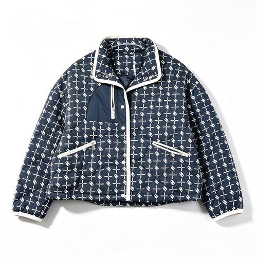 休闲工装风绗缝夹克羽绒服女L87187冬保暖显瘦百搭90白鸭绒短外套