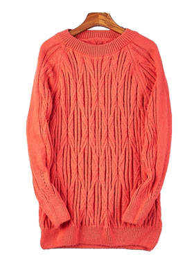 62复古宽松显瘦慵懒风圆领针织衫女80503经典麻花春秋冬新款毛衣