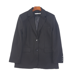 西装 67高端休闲西服外套女H76106秋黑色直筒宽松单排扣中长款 长袖