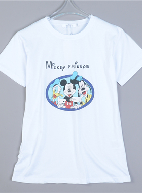 日单全棉卡通印花T恤衫6.4L79183宽松基础款少女感短袖休闲上衣夏