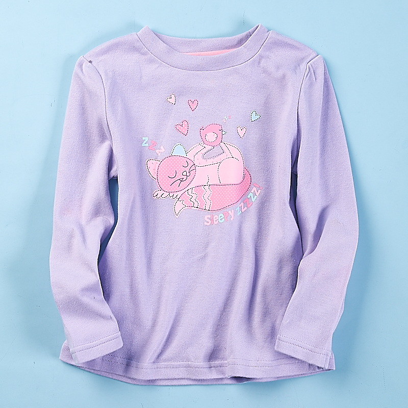 洋气可爱卡通印花圆领长袖T恤