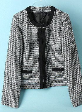 圆领粗花呢短外套女11.5S72014春秋复古名媛小香风气质修身西装