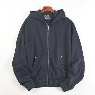 外套 拉链开衫 美式 潮牌水洗全棉连帽卫衣男女H82792重磅宽松加大码