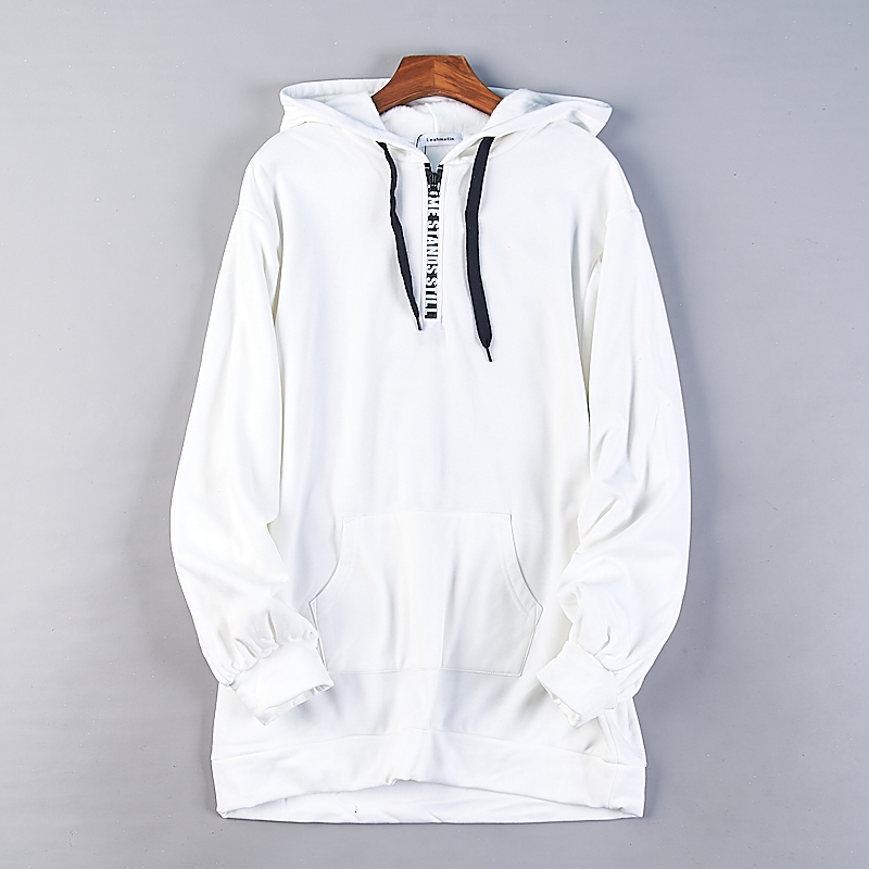 外贸日单纯色宽松套头连帽卫衣