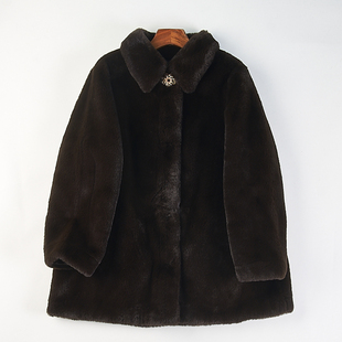 高级慵懒仿貂绒皮毛一体外套女12.30H85450冬季 轻奢保暖皮草大衣