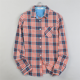 单口袋学生百搭休闲上衣 女11.11L85008修身 精品纯棉格纹长袖 衬衫