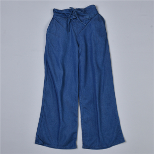 休闲长裤 815日单精品女童装 抽绳花苞腰阔腿裤 77998秋季 人棉牛仔裤