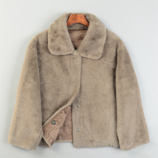 精品轻奢仿貂毛短款 皮草外套 大衣女L85441重磅加厚皮毛一体妈妈装