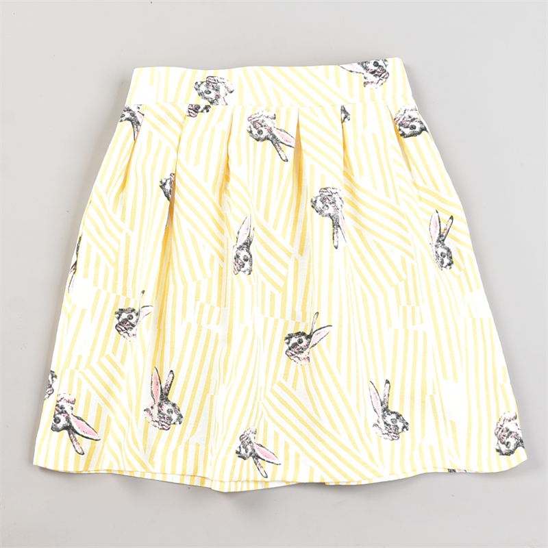 韩版潮牌印花条纹半身裙女L83769减龄少女感夏季新款高腰A字短裙