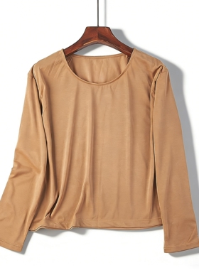 日单通勤百搭纯色圆领长袖T恤女86248春夏宽松内搭打底衫休闲上衣