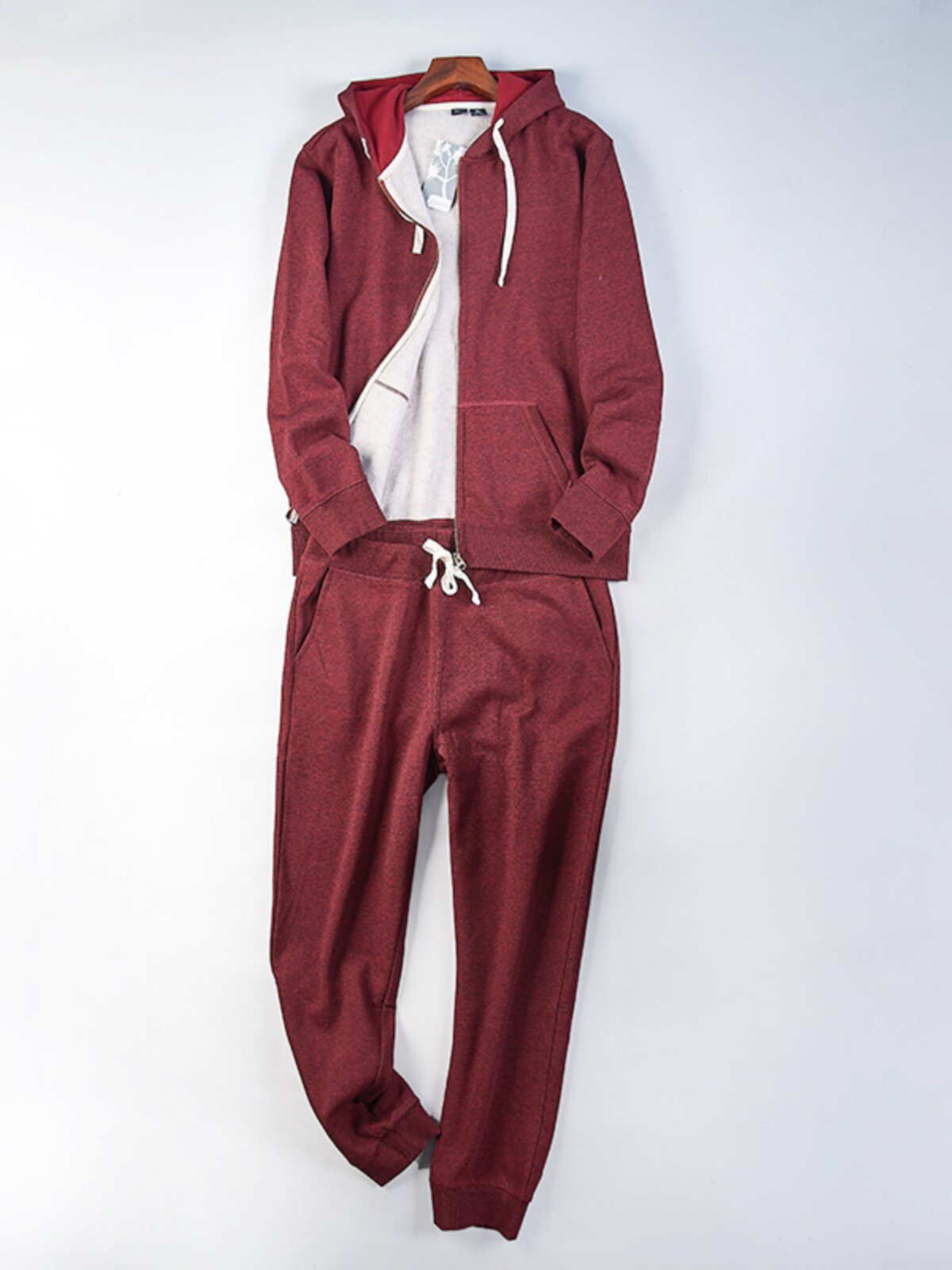 남성용 고품질 캐주얼 스포츠 정장 11.12H80655 가을 겨울 후드 가디건 스웨트 셔츠 + 레깅스 바지 2 피스 세트