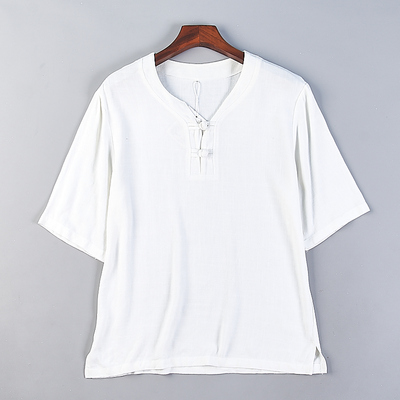 复古文艺新中式棉麻衬衫男女