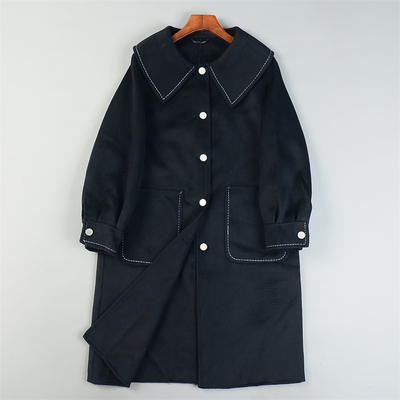 高端纯羊毛双面羊绒大衣女L85504冬装减龄气质宽松中长款毛呢外套