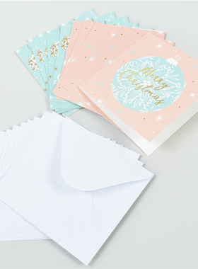 10片装带信封贺卡10.14L76443圣诞节祝福卡片迷你创意礼物留言卡