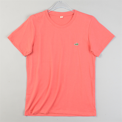 精品纯色全棉小刺绣短袖T恤潮男女84761夏秋修身显瘦百搭休闲上衣