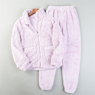 精品珊瑚绒家居服套装 男女12.30L85380秋冬加厚保暖可外穿两件套