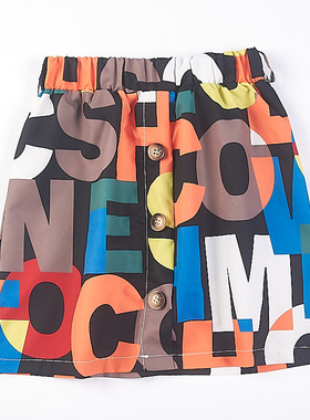 1012外贸儿童高腰印花半身裙H74507韩版时尚少女童装洋气中长裙子