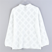 韩版 镂空套头蕾丝衬衫 女1114L76689半高领春秋微透视轻熟T恤上衣