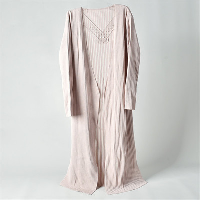 日系复古文艺针织风衣女中长款