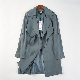 长袖 纯色宽松中长款 外套 简约大翻领风衣女12.23H85261春秋季 韩版