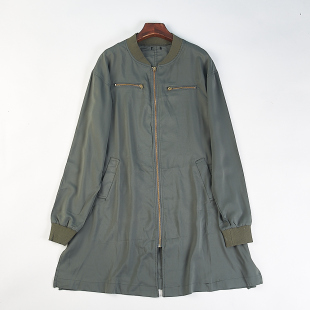 风轻薄外套 风衣女H84642春秋复古工装 日单剪镖中长款 飞行员夹克式