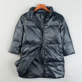 外贸男女儿童中长款羽绒服L85520冬装防风立领小童白鸭绒保暖外套