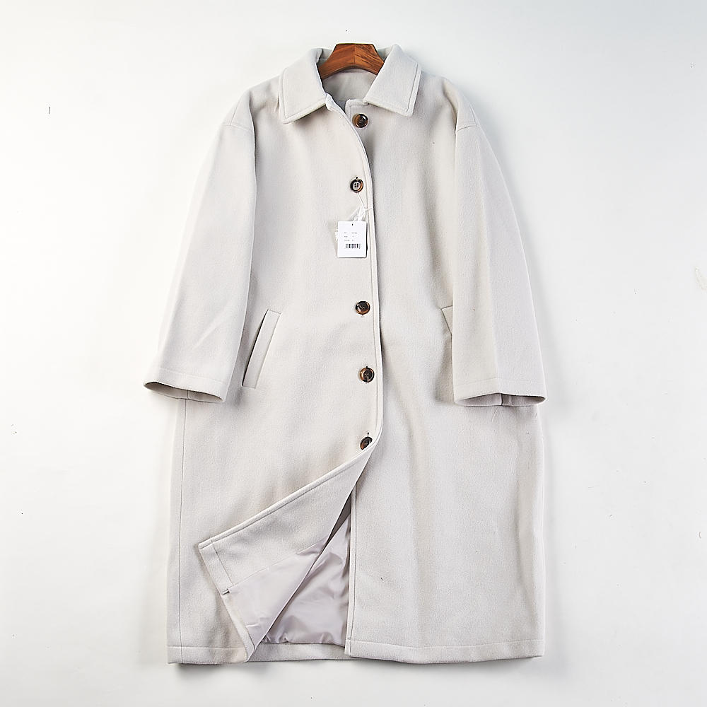 外贸日单翻领单排扣毛呢外套女