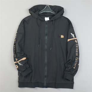 新款 秋季 上衣外套 卫衣L85156国潮印花宽松时尚 男女生潮牌连帽开衫