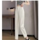 女75547春夏中高腰显瘦通勤小个子开叉九分裤 330韩版 白色烟管西裤