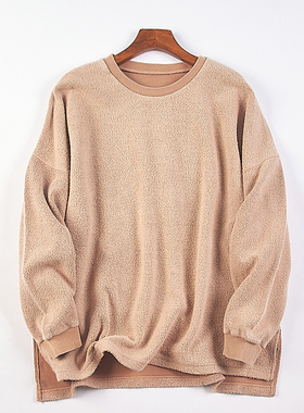 43日单复古圆领套头卫衣外套男女75512春秋美式宽松大版长袖上衣