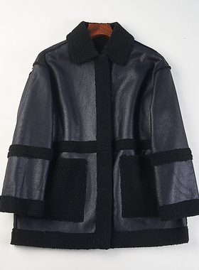 外贸皮毛一体中长款外套女H84728冬季羊羔绒皮衣高级感仿皮草大衣