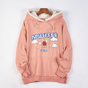 卫衣女1021H76517秋字母卡通印花学生宽松长袖 连帽衫 外套 韩版 新款