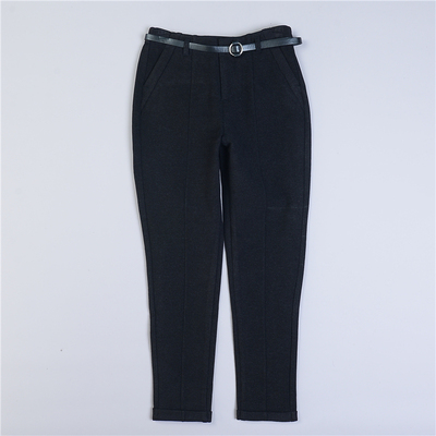 高腰修身小脚裤呢料休闲长裤子