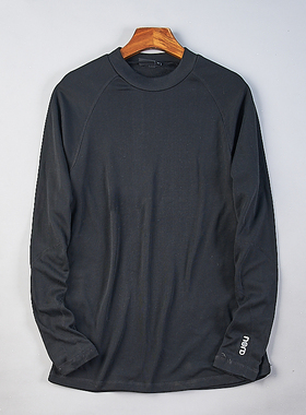 522外贸黑色长袖T恤男女H79884秋冬弹力修身运动休闲健身打底上衣