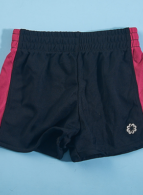 夏季女童短裤10.8H71425自然腰松紧侧条纹外穿休闲女孩速干运动裤