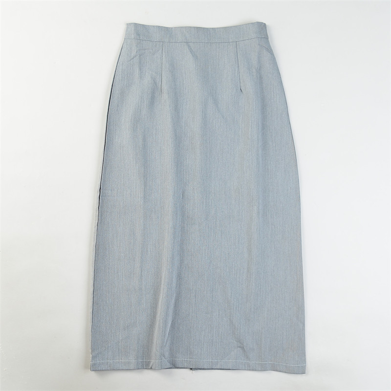 港式OL风格半身裙女L85367春夏日系高腰修身包臀开叉一步裙中长裙